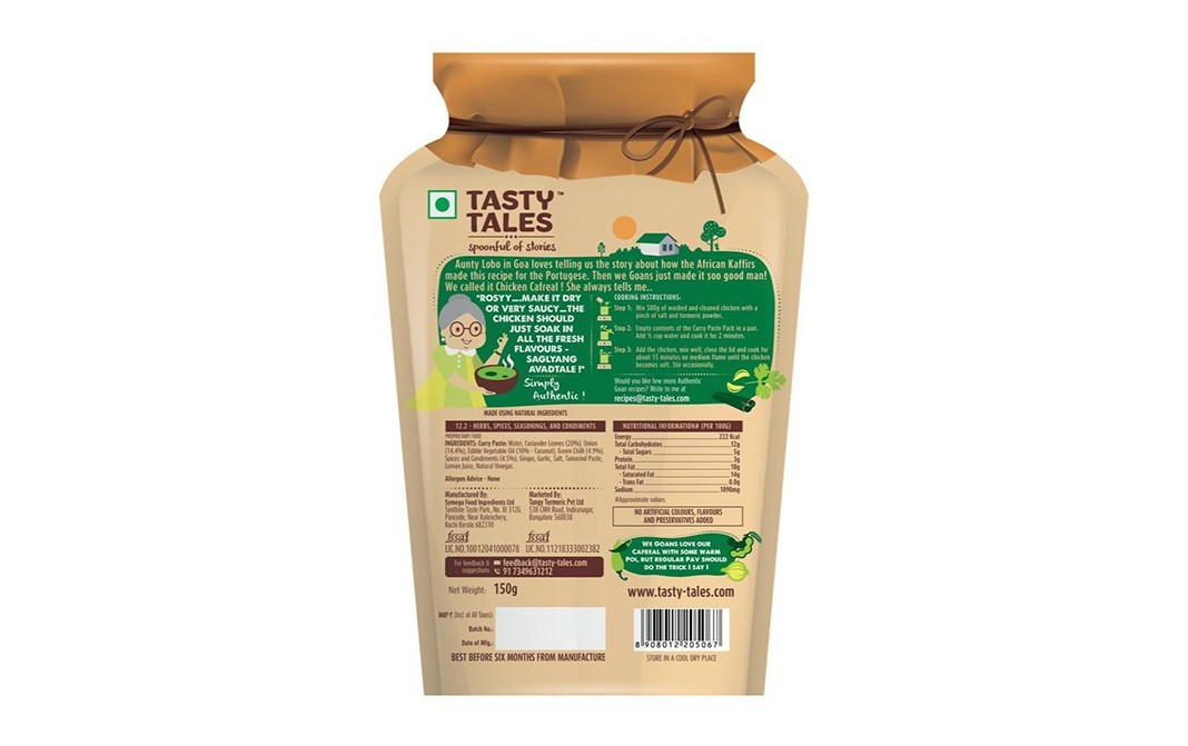 Tasty Tales Goan Chicken Cafreal    Pouch  150 grams